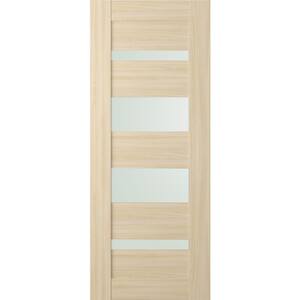 Vona 07-01 24 in. x 80 in. No Bore 4-Lite Frosted Glass Loire Ash Wood Composite Interior Door Slab