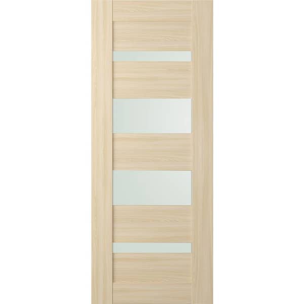 Vona 07-01 18 in. x 83.25 in. No Bore 5-Lite Frosted Glass Loire Ash Wood Composite Interior Door Slab