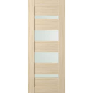 Vona 07-01 28 in. x 84 in. No Bore 5-Lite Frosted Glass Loire Ash Composite Wood Interior Door Slab