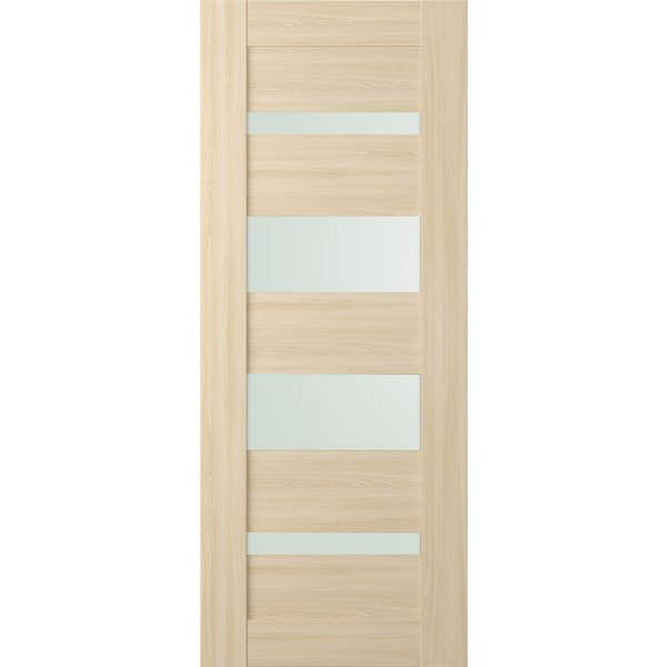 Belldinni Vona 07-01 36 in. x 84 in. No Bore 5-Lite Frosted Glass Loire Ash Composite Wood Interior Door Slab