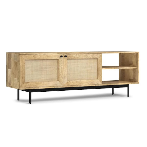 Reeves Solid Mango Wood 60 in. Wide TV Media Stand in Natural For TVs up to 65 in.