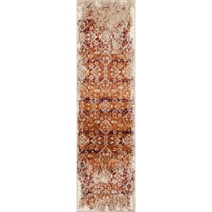 Heritage Ivory/Rust 2 ft. x 8 ft. Anna Distressed Moroccan Runner Rug