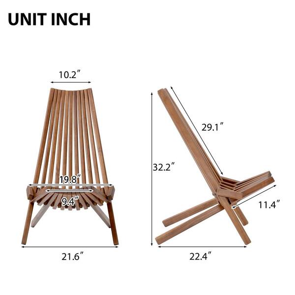 Tenleaf Natural Folding Solid Wood Outdoor Lounge Chair Set