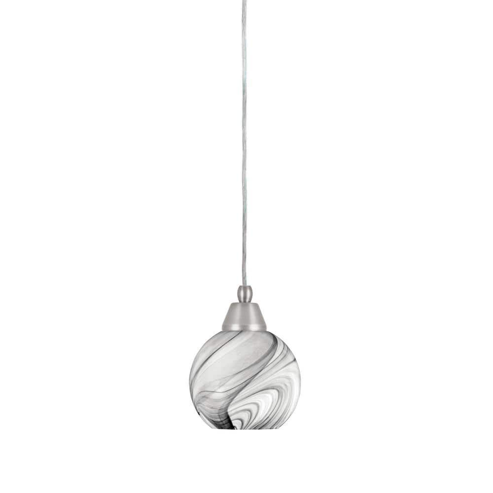 Bryson 5 in. 1-Light Brushed Nickel Cord Pendant Light with 5.75 in. Onyx S