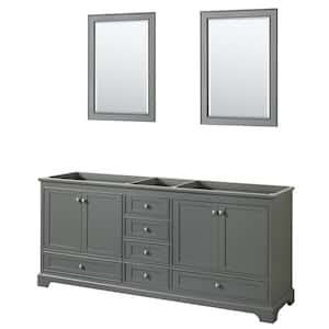 Deborah 79 in. W x 21.625 in. D Vanity Cabinet with 24 in. Mirrors in Dark Gray