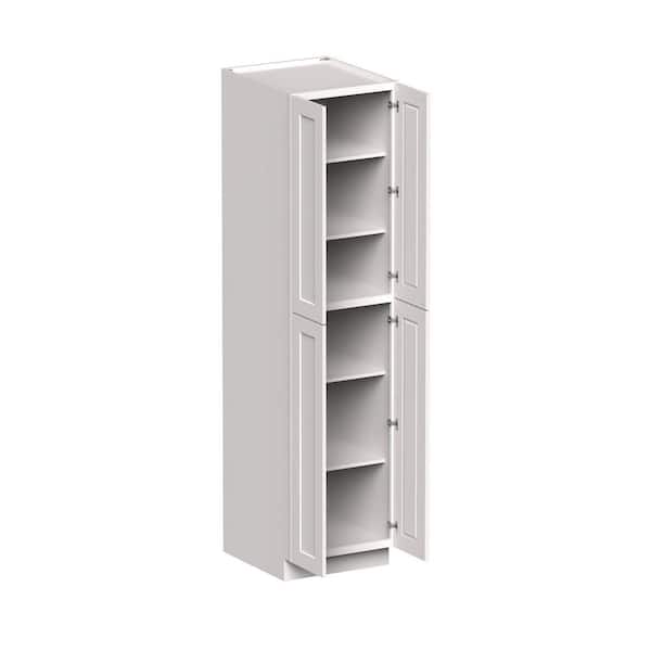 24 in. W x 27 in. D x 96 in. H Ready to Assemble Pantry Kitchen Cabinet with 4-Door 5-Shelf in Glacier White