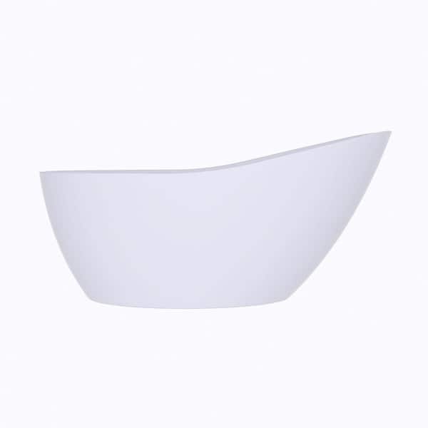 59 in. x 31 in. Acrylic Freestanding Flatbottom Soaking Bathtub in Gloss White