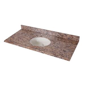 49 in. W x 22 in. D Cultured Marble Vanity Top in Santa Cecilia with White Single Bowl