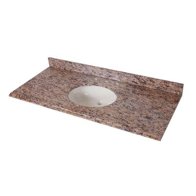 49 in. Stone Effects Vanity Top in Santa Cecilia with White Sink