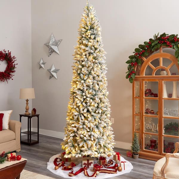 Christmas Artificial Colorado Slim Frosted Snow Tips Metal Stand Decor Tree Xmas 