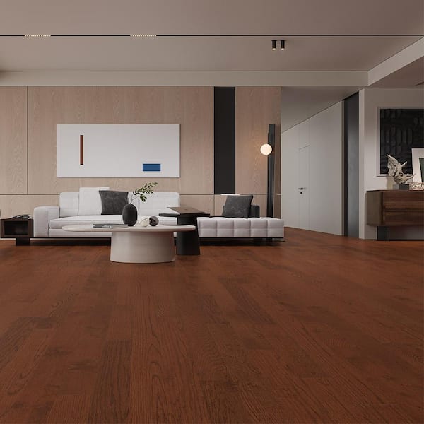 Gunstock Oak 3/8 in. T x 3 in. W Tongue and Groove Smooth Engineered Hardwood Flooring (35.34 sq.ft./case)