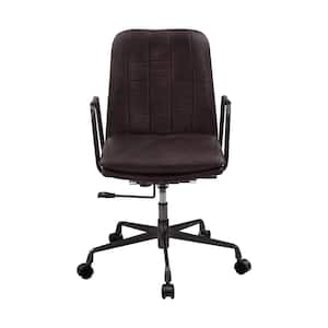 Eclarn Brown Top Grain Leather Office Chair with Metal Arms