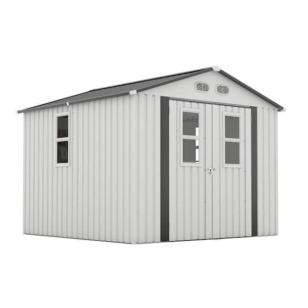 8 ft. W x 8 ft. D Metal Shed with 4 Daylight Windows Lockable Doors, A Practical (64 sq. ft. )