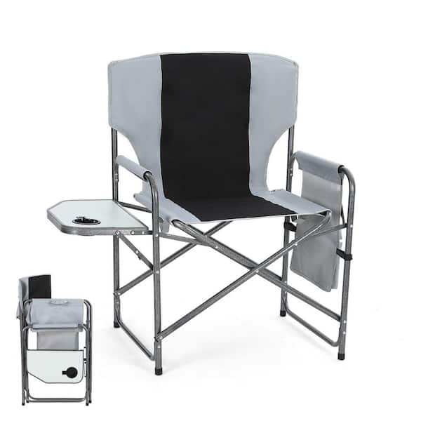 Lightweight Foldable Director's Chair with Aluminum Frame, Side Table & Pocket, Durable for Outdoor & Indoor Use