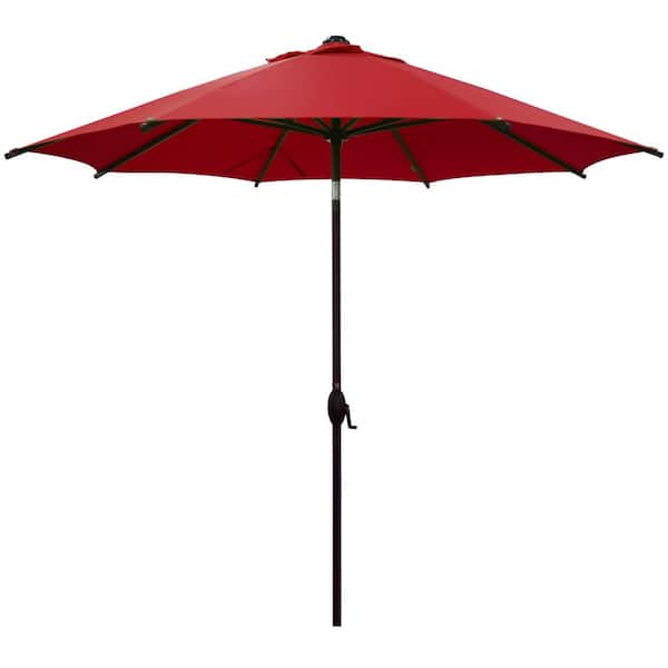 Abba Patio 9 ft. Market Outdoor Patio Umbrella Aluminum Pole with Auto Tilt and Crank, 8 ribs, Red