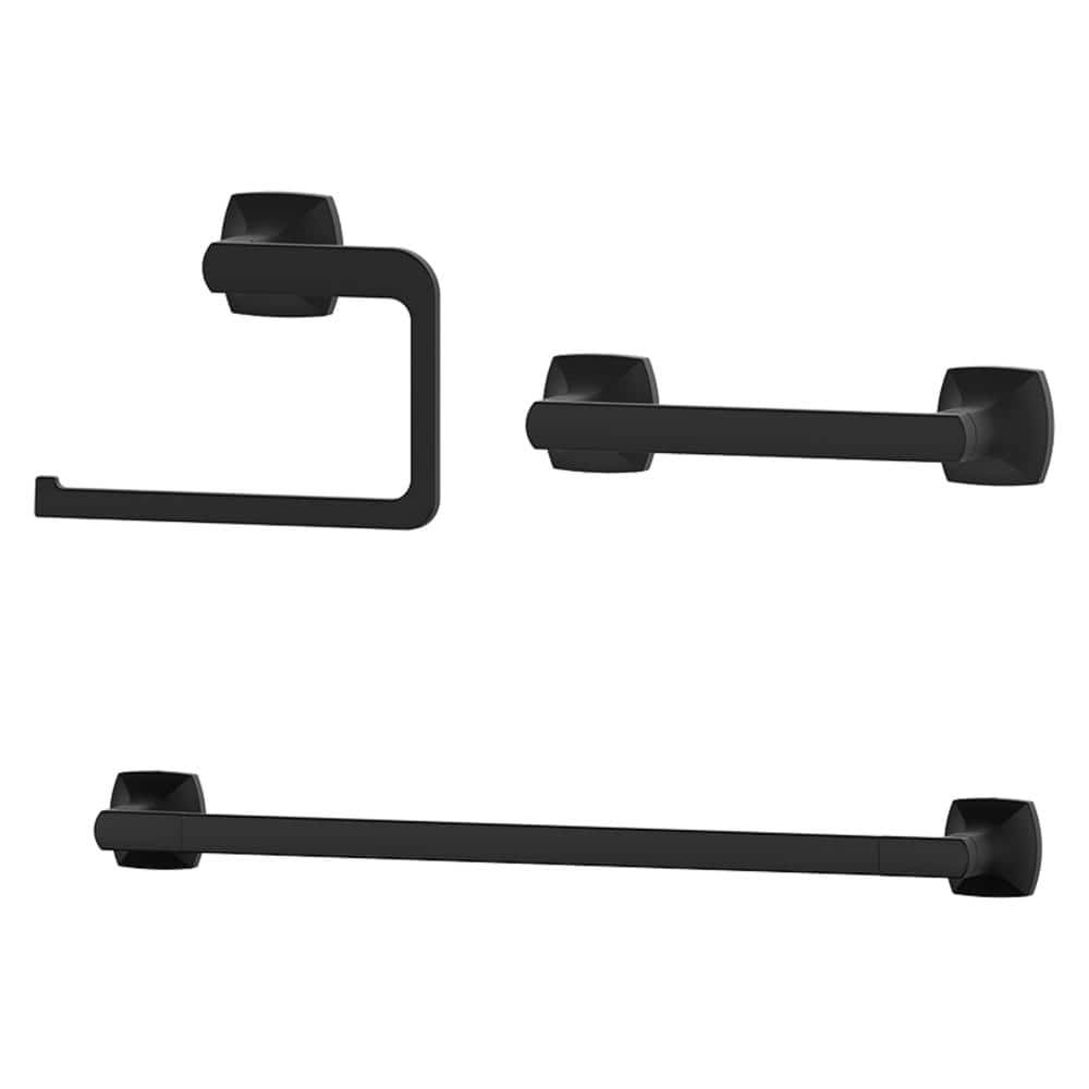 Matte Black Metal 3-Piece Bathroom Hardware Set