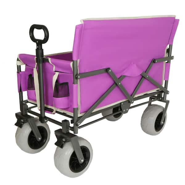 6.4 cu. ft. Steel Utility Wagon Garden Cart with Extended Height Wall & Open Side in Purple