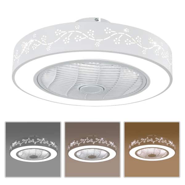 OUKANING 21.65 in. Modern Flower Pattern Enclosed Round