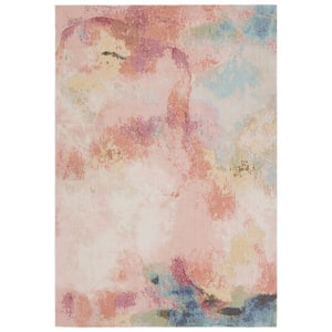 Meuse Pink/Multicolor 3 ft. x 8 ft. Abstract Indoor/Outdoor Area Rug