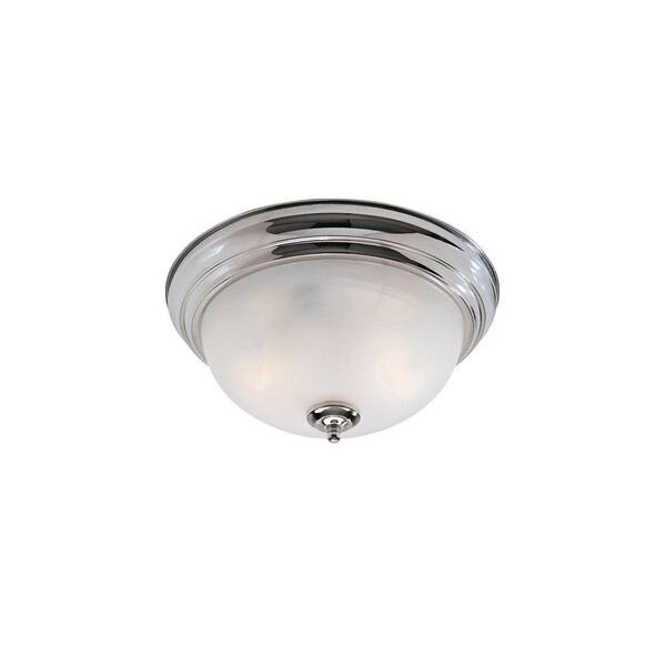 Livex Lighting 6 in. 2-Light Chrome Flushmount with White Alabaster Glass Shade