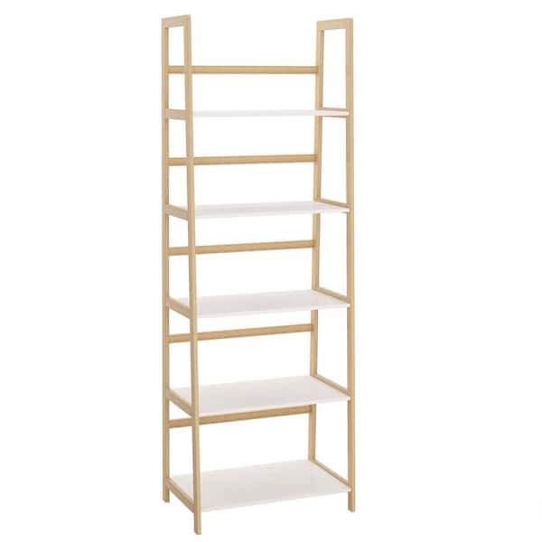 Tatahance 24.04 in. x 15.74 in. x 70.8 in. White 5-Shelf MDF Standard Bookcase