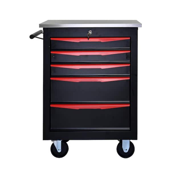 13.58 in. 5/6 Drawers Tool Cart w/ Wheels, Metal Rolling Tool Cabinets Storage for Garage Workshop Warehouse Repair Shop