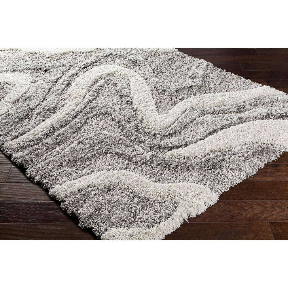 Abstract Splatter Cozy Shag Rug in Gray, 2' x 3', Stain-Resistant