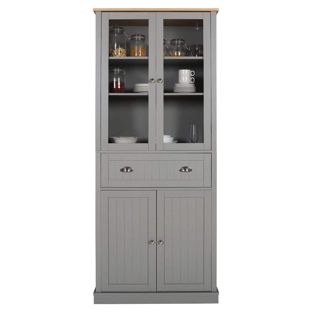 Veikous 72 In. H Gray Kitchen Storage Pantry Cabinet Closet With Doors 