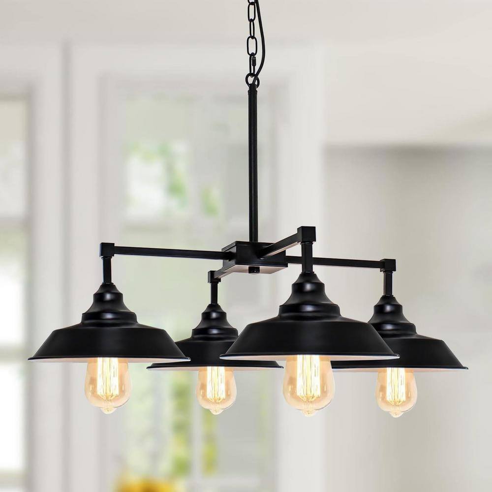 Rviezza 4Light Black Industrial Metal Pendant Lighting for Dining Room