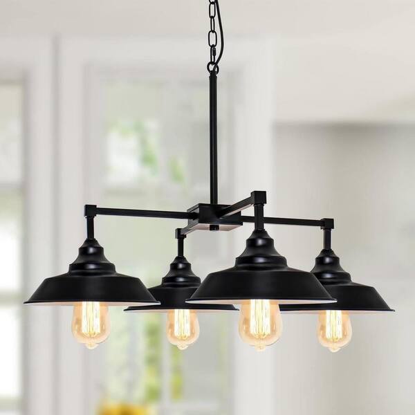 Rviezza 4Light Black Industrial Metal Pendant Lighting for Dining Room