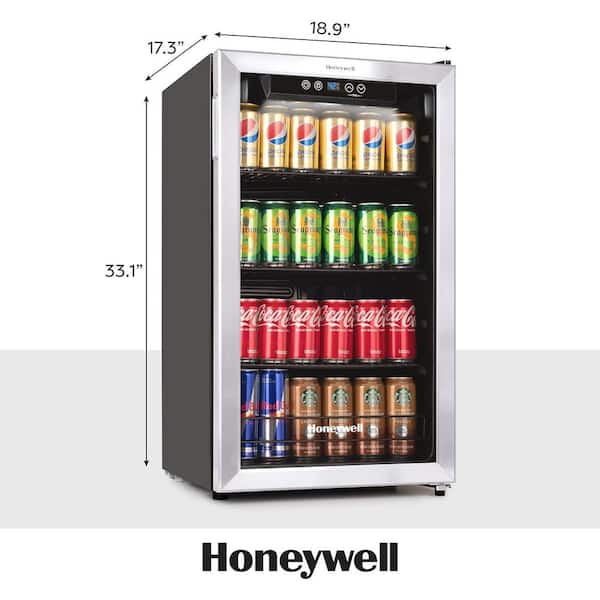 Honeywell 18.9 in. 115-Can Beverage Refrigerator and Cooler, in Stainless Steel, with Digital Thermostat