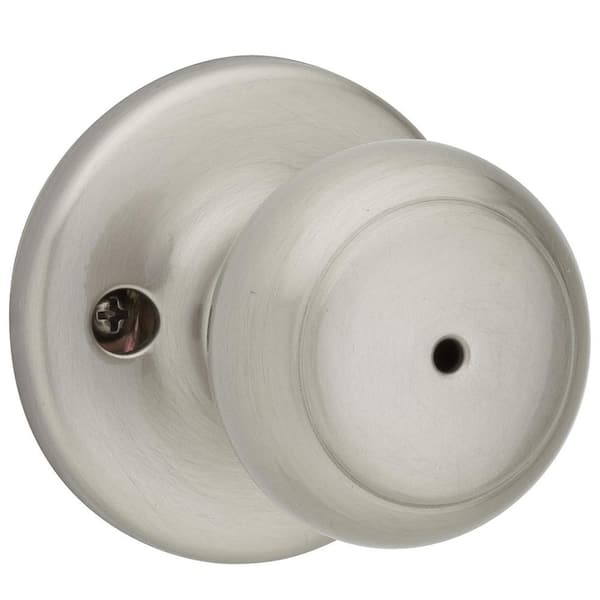 Kwikset Cove Satin Nickel Bed/Bath Door Knob Featuring Microban Antimicrobial Technology with Lock