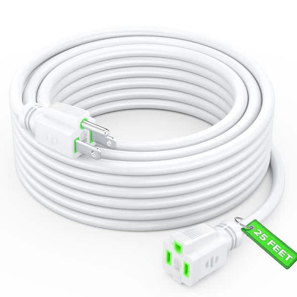 25 ft. 16 / 3 Light Duty Indoor Extension Cord 13 Amps White with Green Indicators