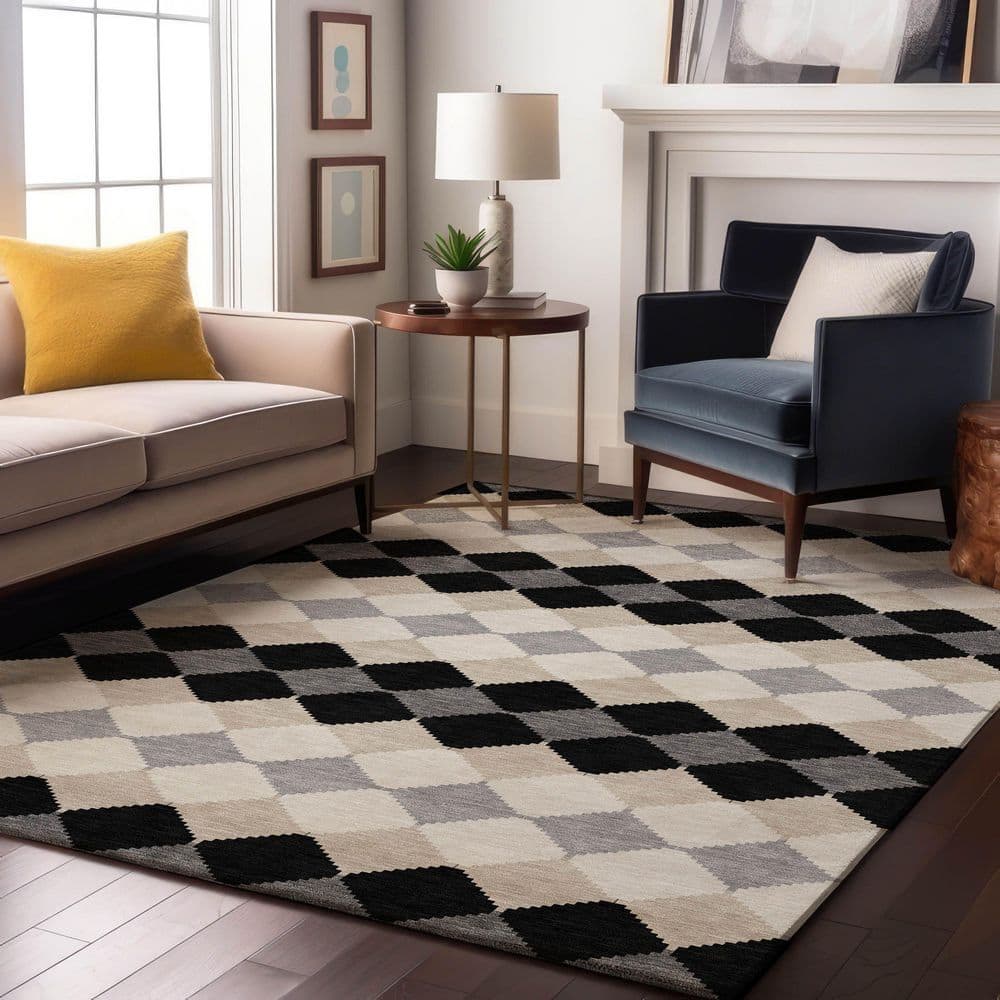 Mayfield Premium Machine Washable Abstract AMF1007 Black 9 ft. x 12 ft. Area Rug price history on PriceWatchPro