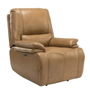Alina Taupe Genuine Leather Power Recliner with USB Port