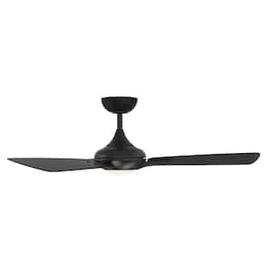 Mykonos 3-52 in. Smart Indoor/Outdoor Matte Black 3-Blade Standard Ceiling Fan Soft White Integrated LED Plus Remote