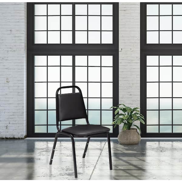 9100 Series Panther Black Vinyl Upholstered Banquet Chair (4-Pack)