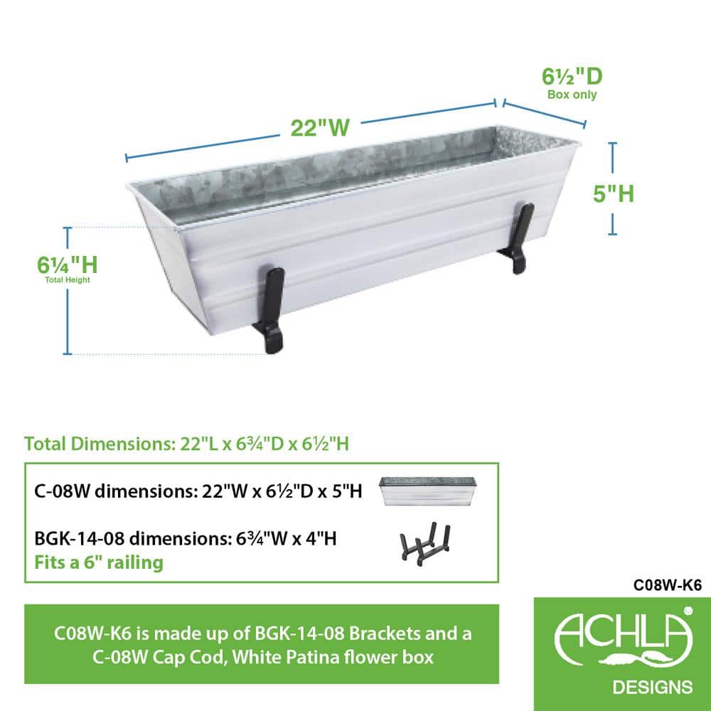Nantucket White Galvanized Rail-Mount Flower Box Kit