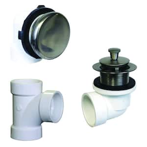 Illusionary Overflow, Sch. 40 PVC Plumbers Pack with Lift and Turn Bath Drain in Satin Nickel
