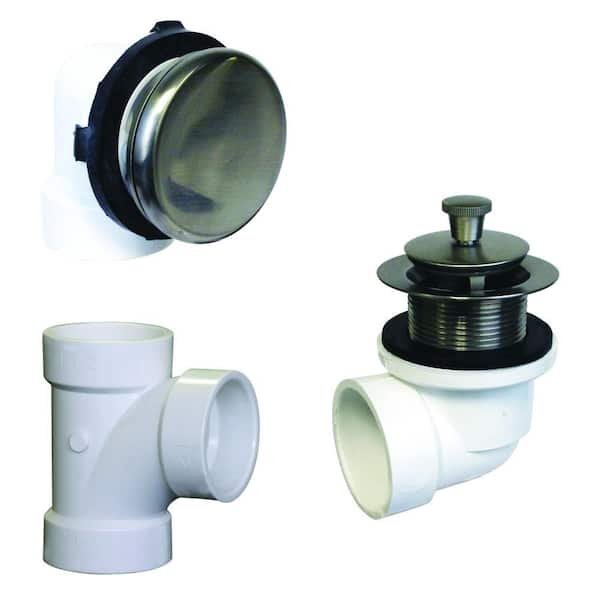 Unbranded Illusionary Overflow, Sch. 40 PVC Plumbers Pack with Lift and Turn Bath Drain in Satin Nickel