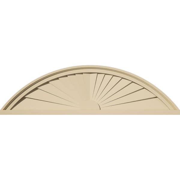 Ekena Millwork 38-in. W x 10-1/2-in. H x 2-in. P Segment Arch Sunburst Signature Urethane Pediment, Primed Tan