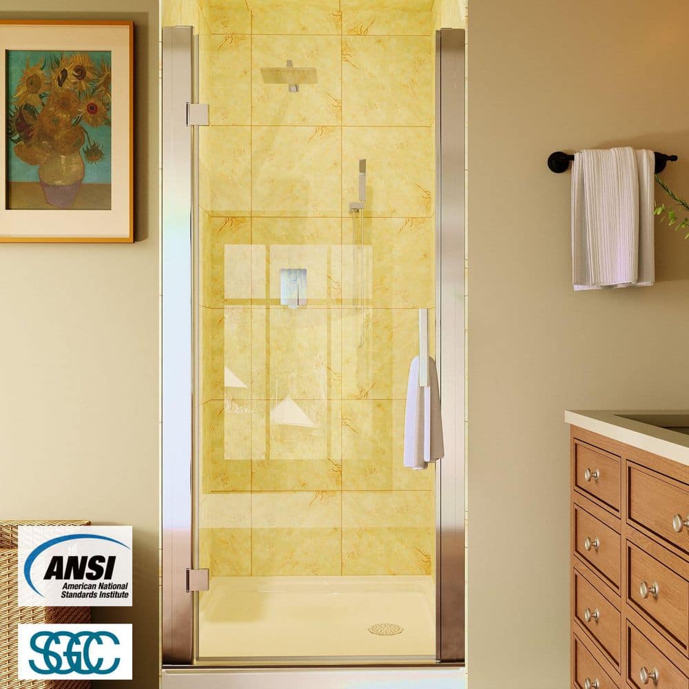 32 to 34 in. W x 72 in. H Pivot Swing Frameless Shower Door in Chrome with Clear Glass price history on PriceWatchPro