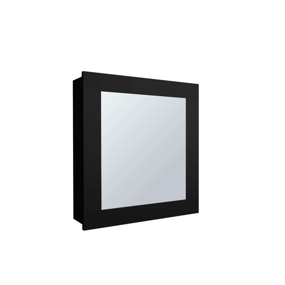 Black 18.6 in W x 20.5 in. H Modern Rectangle Particle Board Framed Mirror 