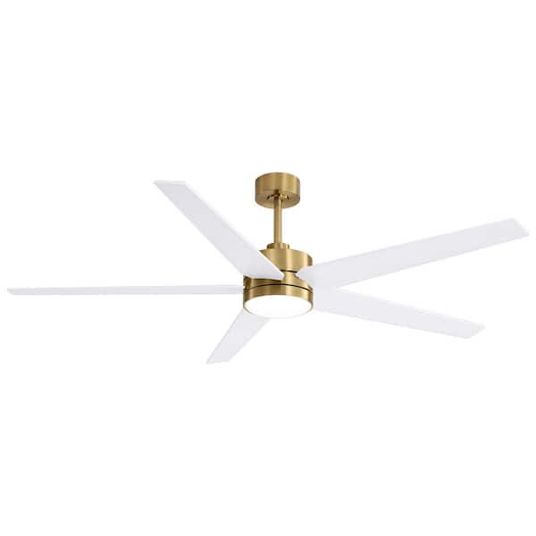 Breezary Rudolph 54 in. Integrated LED Indoor Black/Gold Ceiling Fans with Light and Remote Control Included