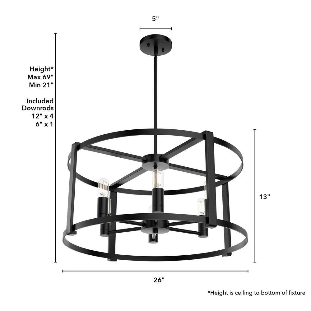 Astwood 26" Matte Black Art Deco Drum Chandelier
