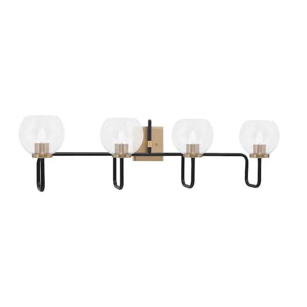 その他 Millenia Elonia 16.5 in. 4 Light Matte Black and Brass Vanity Light