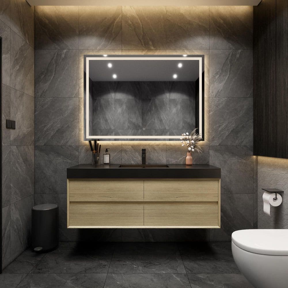 MIA 59 in. W. x 20 in. D x 24 in. H Single Sink Floating Bath Vanity in Teak Oak with Black Stainless-Steel Top price history on PriceWatchPro