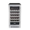 Transcend 15 in. 25-Bottle Seamless Stainless Steel Single Door Single Zone  Built-In Wine Cooler