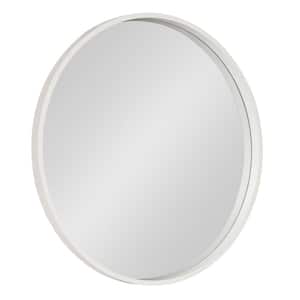 Medium Round White Contemporary Mirror (25.59 in. H x 25.59 in. W)