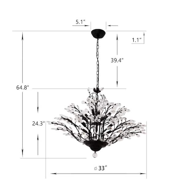 Maxax Chicago 12-Light Black Metal Branch Chandelier with